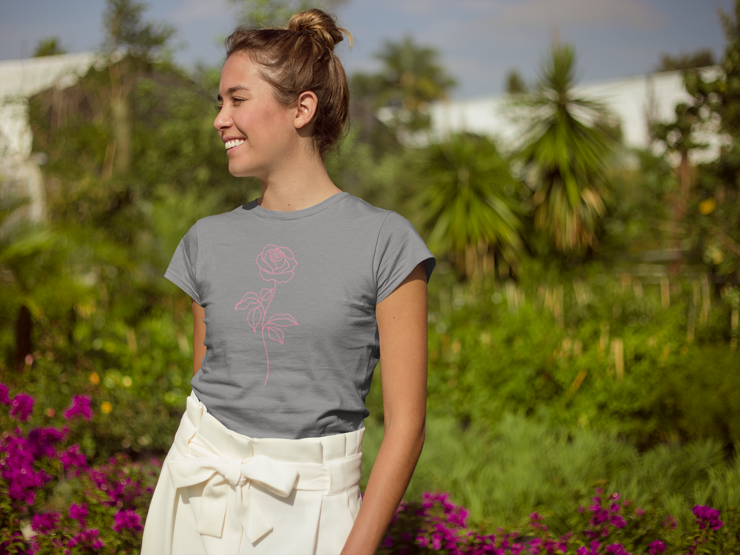 Pink Rose Ladies T-shirt - Ladies Premium Shirt