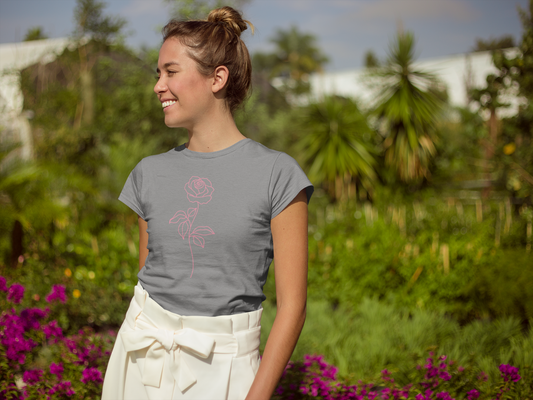 Pink Rose Ladies T-shirt - Ladies Premium Shirt